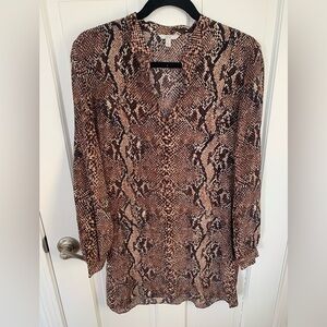 Joie Brown Snake Print Long Sleeve Dress
